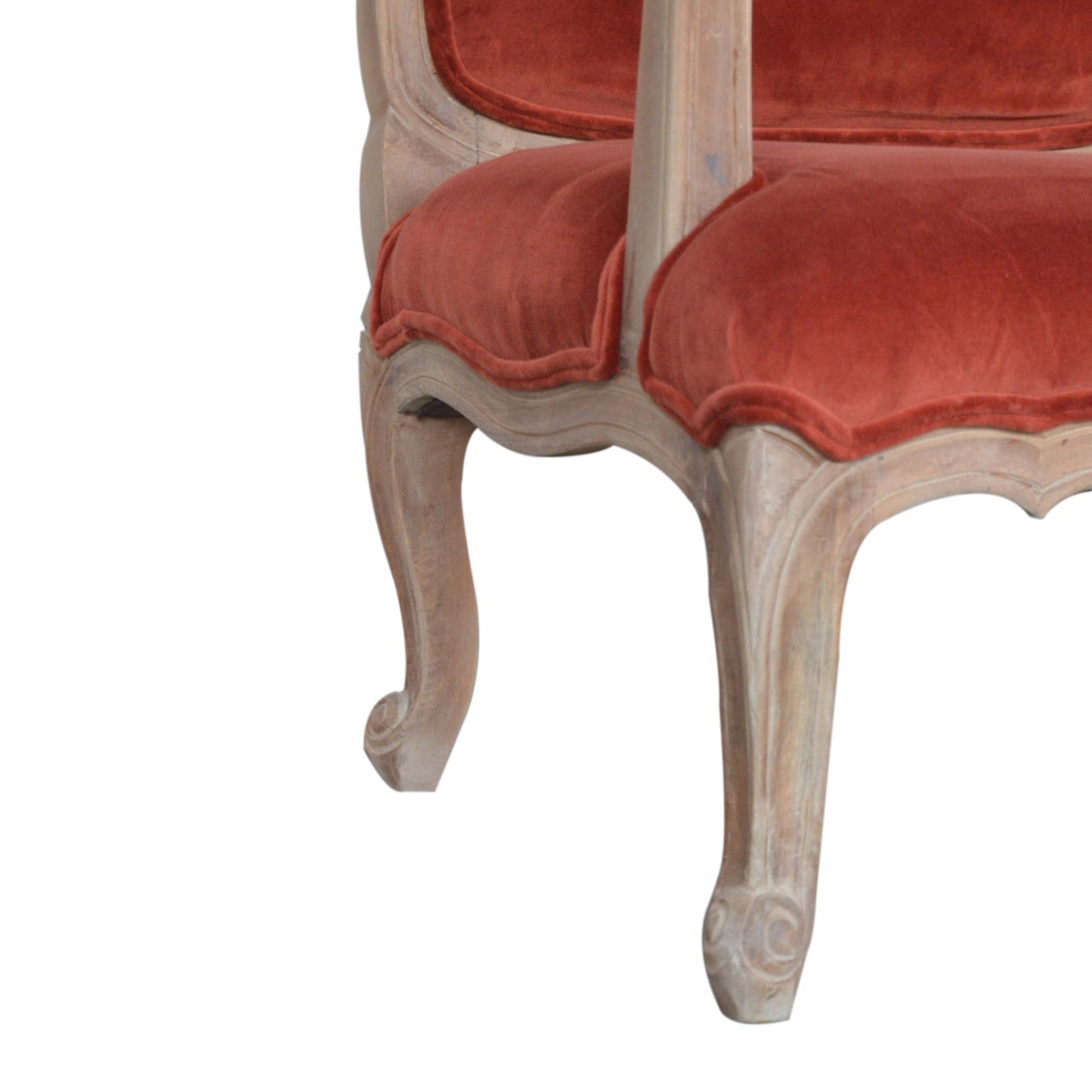 Brick Red Velvet French Style Chair - Image 5