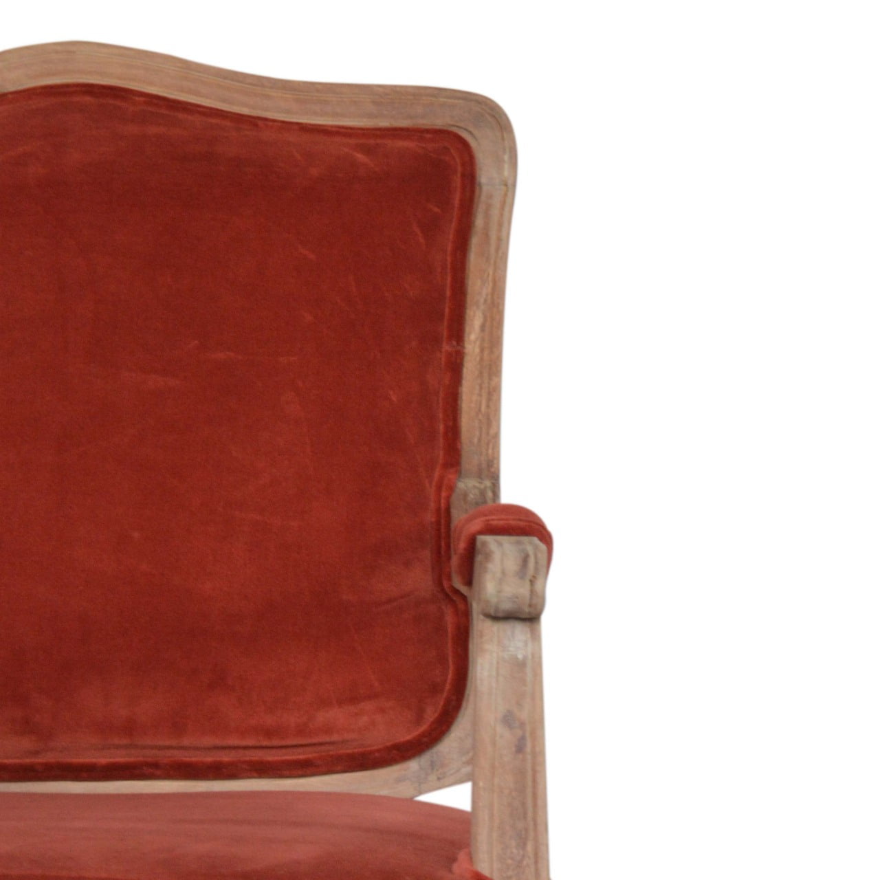 Brick Red Velvet French Style Chair - Image 6