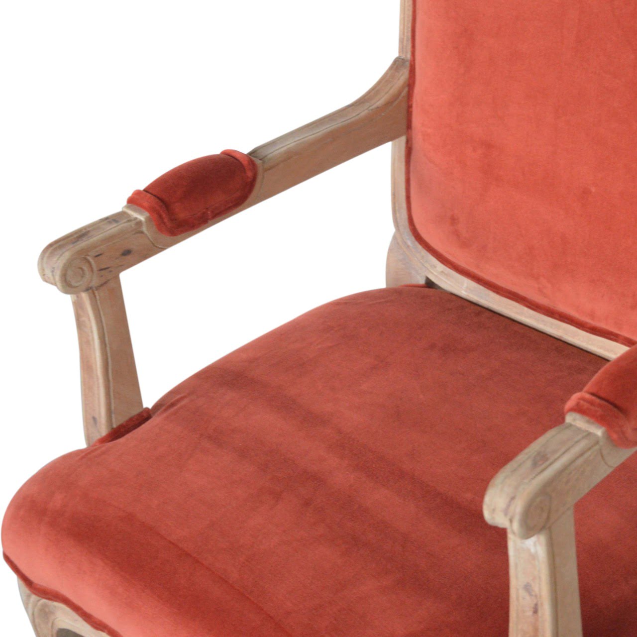 Brick Red Velvet French Style Chair - Image 7