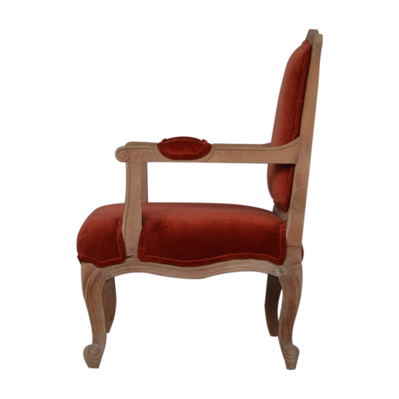 Brick Red Velvet French Style Chair - Image 8