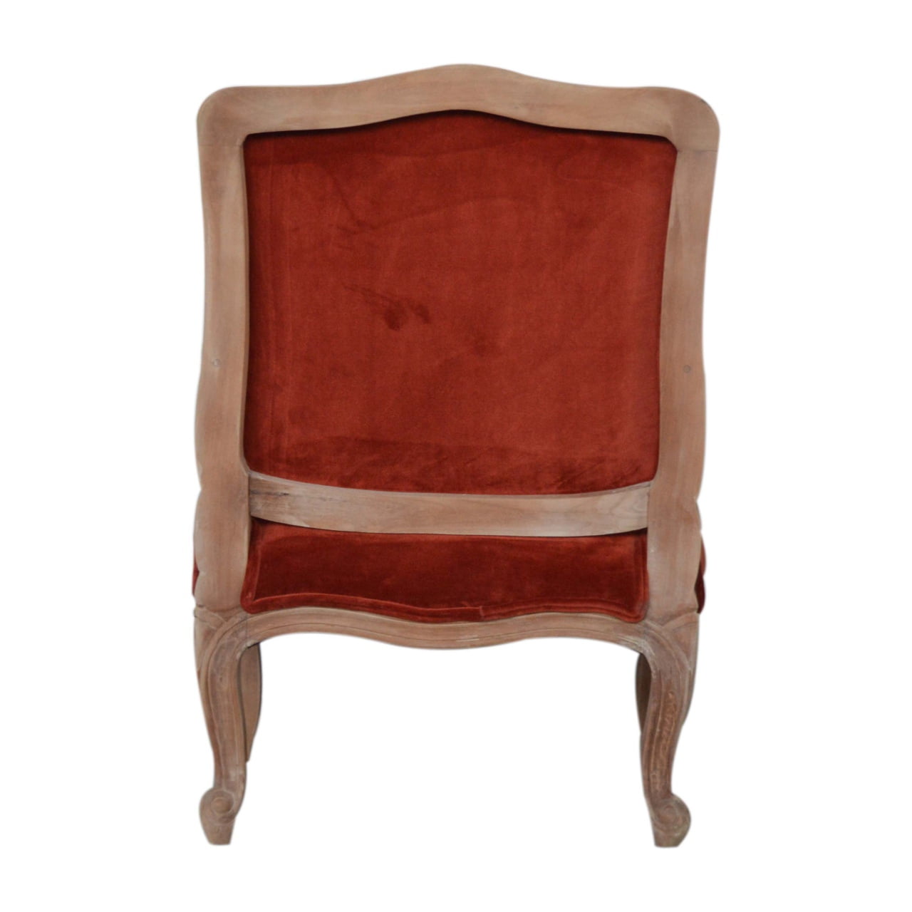 Brick Red Velvet French Style Chair - Image 9