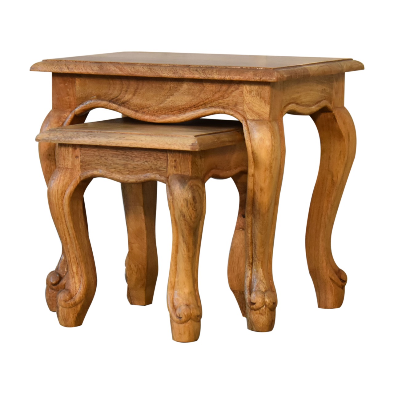 Oak-ish French Style Stool Set - Image 2