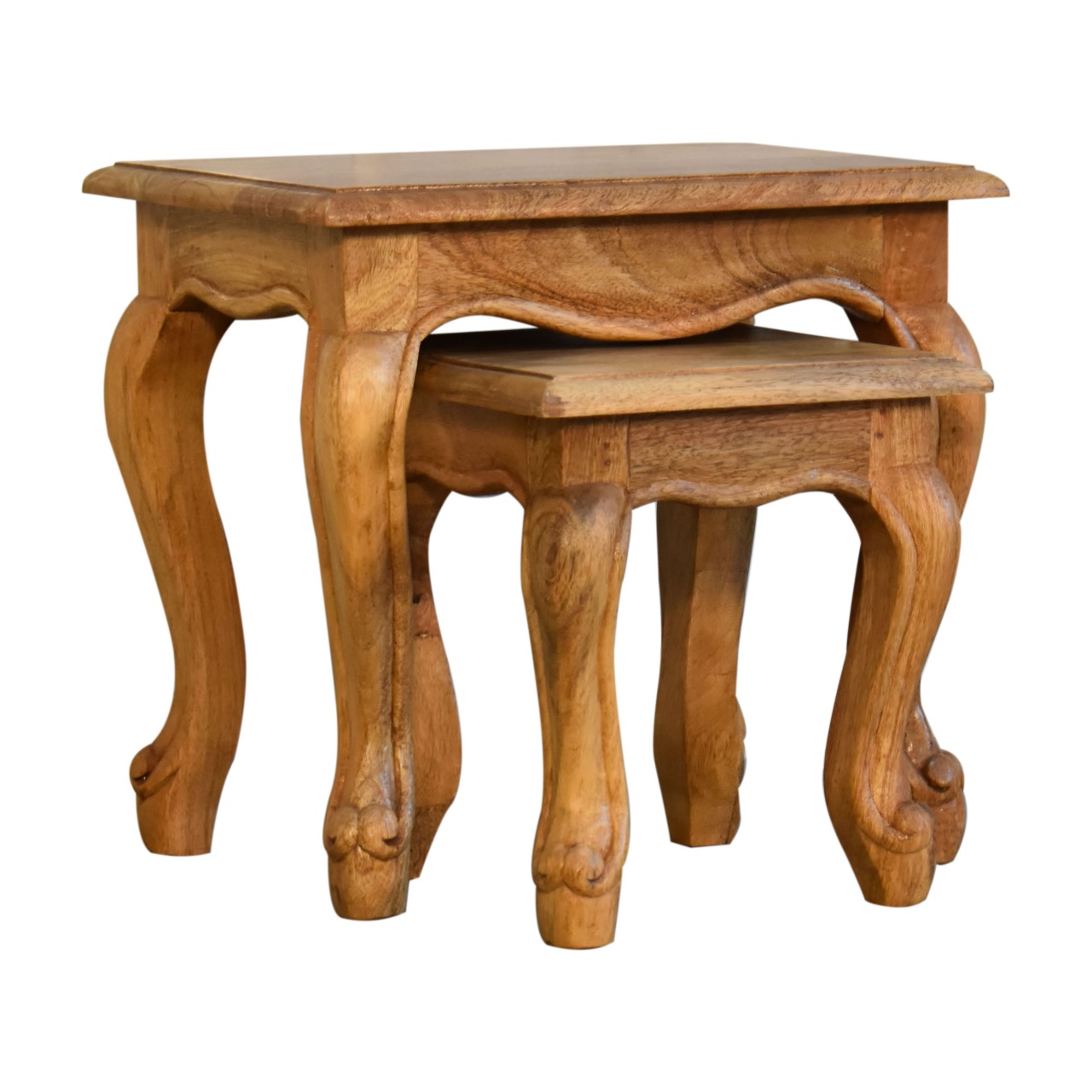 Oak-ish French Style Stool Set - Image 3