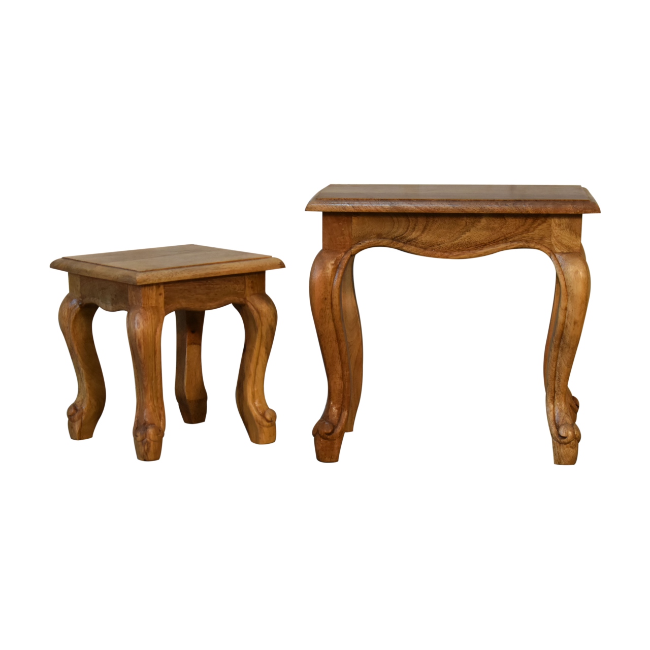 Oak-ish French Style Stool Set - Image 4