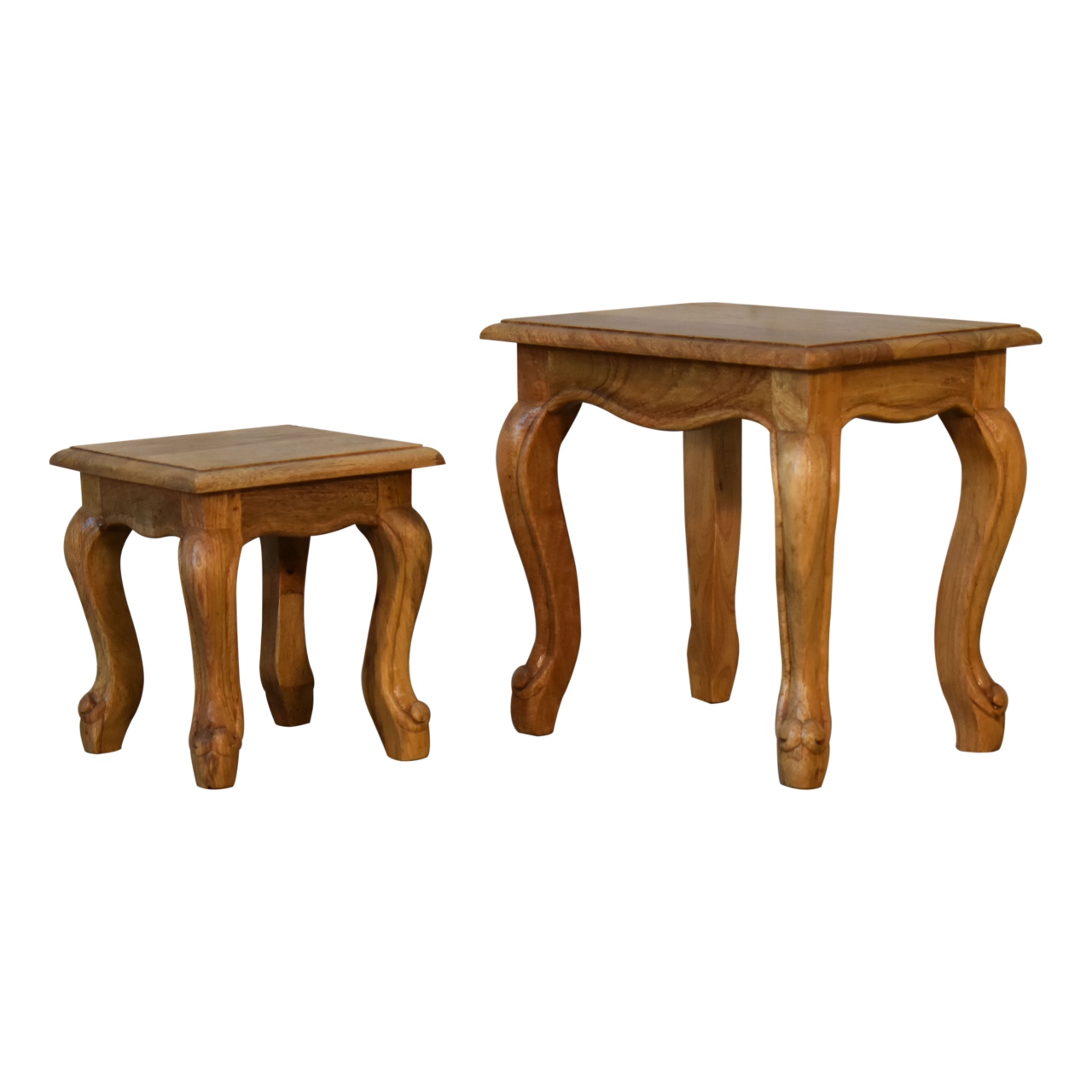 Oak-ish French Style Stool Set - Image 5