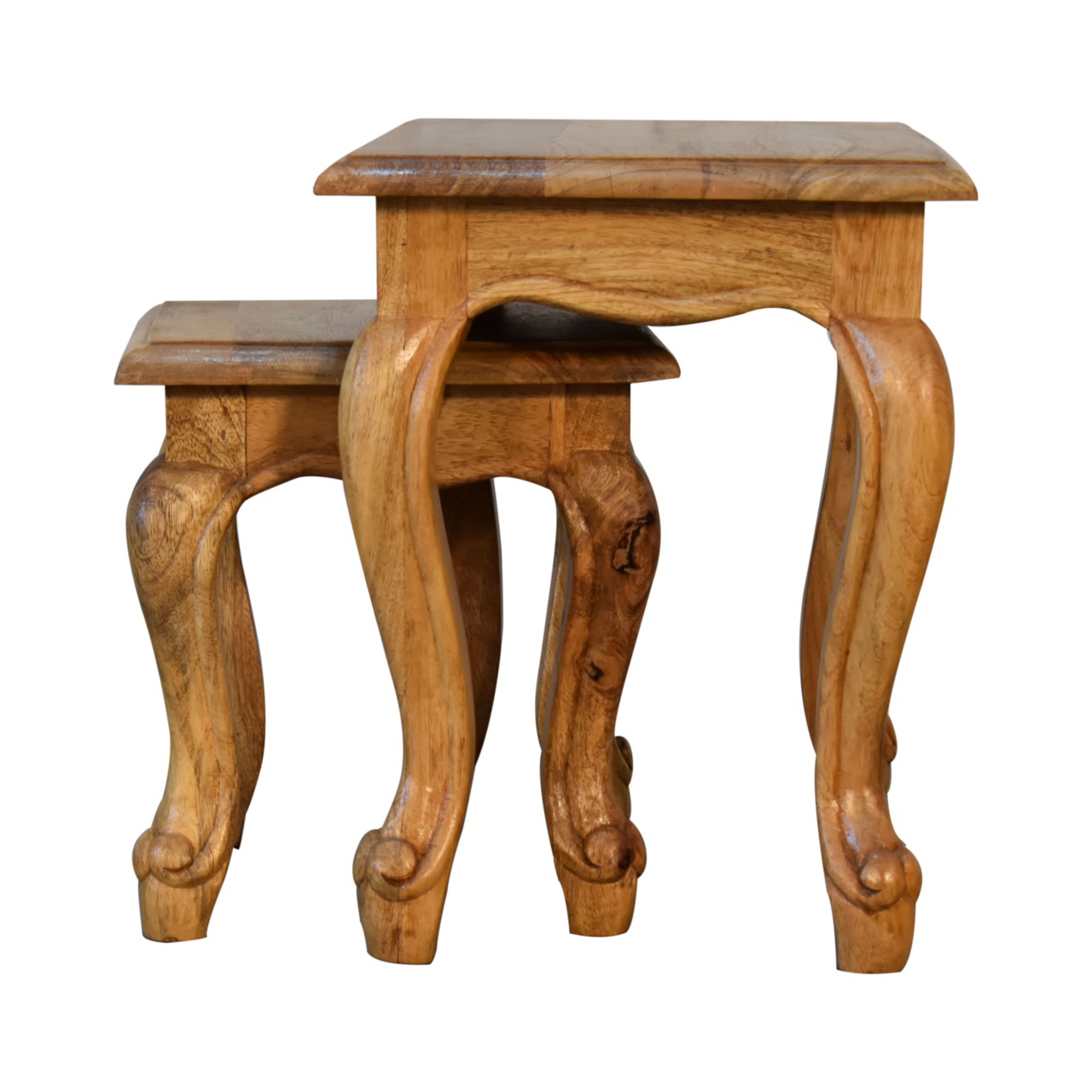 Oak-ish French Style Stool Set - Image 9