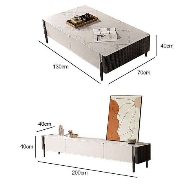 LUOLUO Rectangular Coffee Table With TV Stand - Image 7