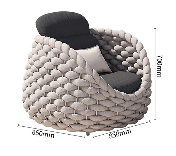 Marbella Textilene Rope Woven Outdoor Sofa Set, Grey - Image 9