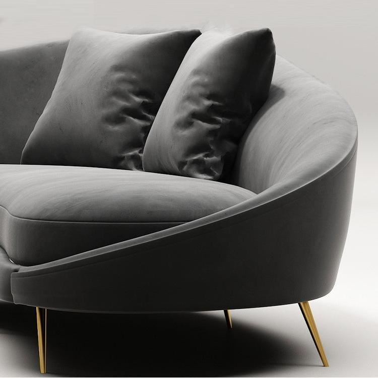 Slender Modern Curved Two Seater, Three Seater, Four Seater Sofa, Armchair, Velvet - Image 3