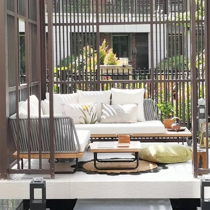 Phyllis Rattan Outdoor Sofa Set, Two Seater Sofa, Outdoor Furniture, Grey - Image 3