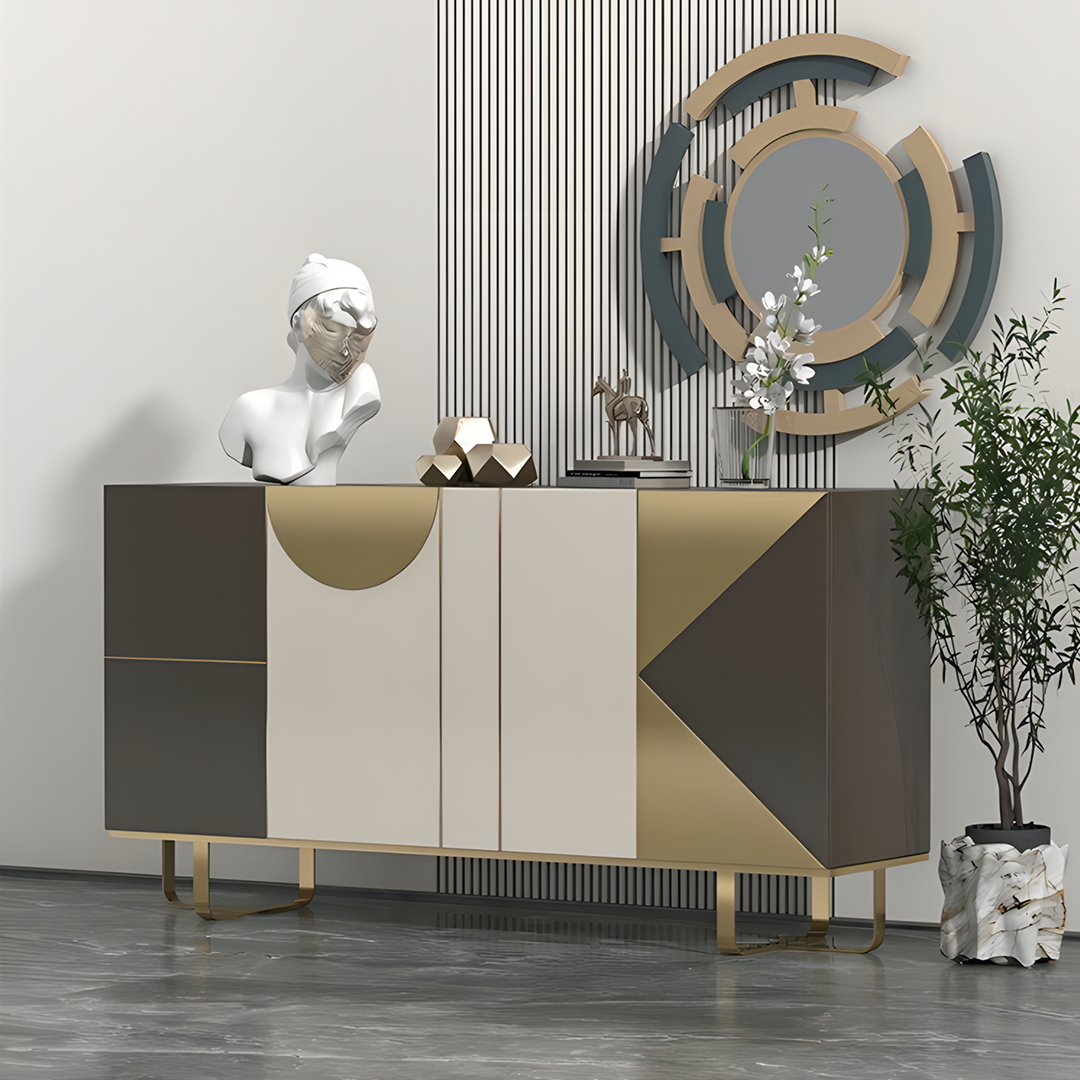 Lara Large Sideboard, Black And Gold