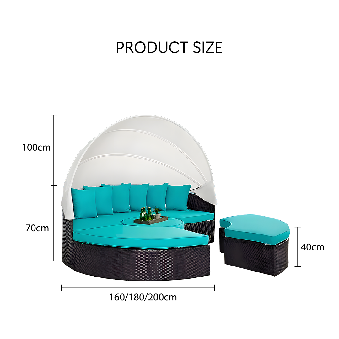 Shelly Patio Outdoor Sectional Sofa Set With Rattan Daybed Sunbed - Image 7