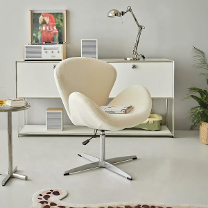 Tane Swivel Office Chair, Cream Flannelette