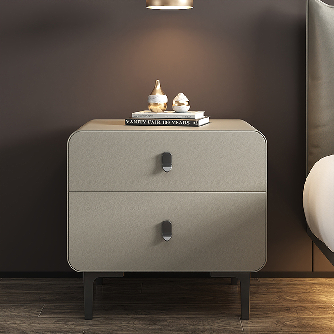 Valeria Bedside Table In Grey, Wood - Image 2
