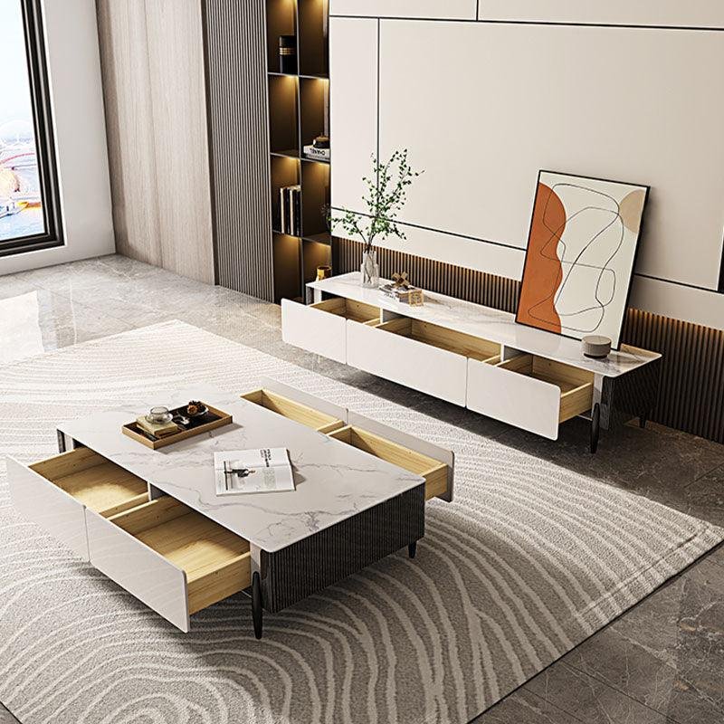 LUOLUO Rectangular Coffee Table With TV Stand - Image 4