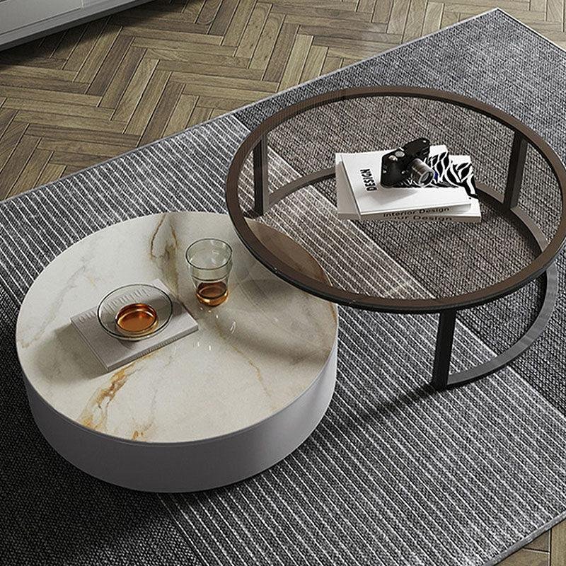 CHI Morden Round Nesting Coffee Table With TV Stand, Black Leg - Image 6