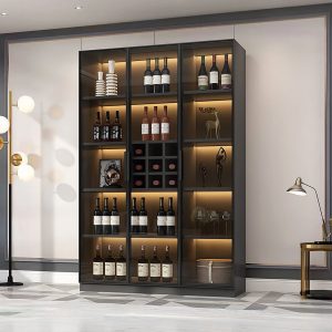 Hampshire I Wine Cabinet, Wine Storage With Glass Doors & Lights