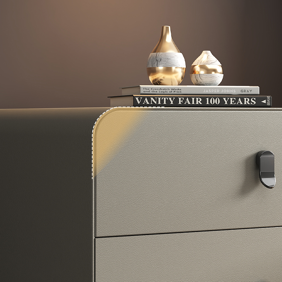 Valeria Bedside Table In Grey, Wood - Image 3