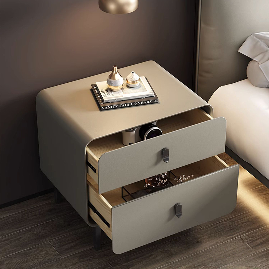 Valeria Bedside Table In Grey, Wood - Image 4