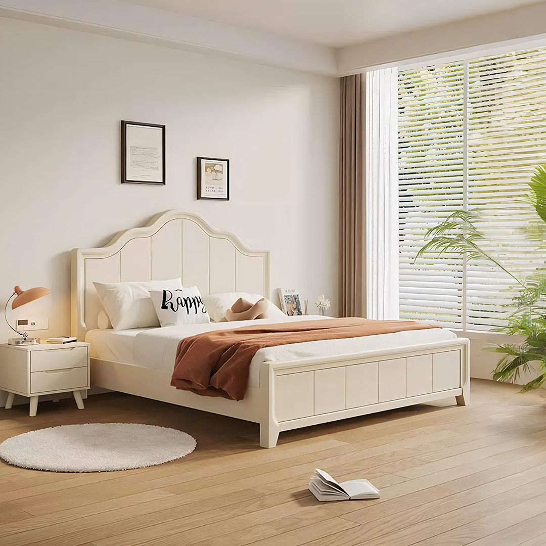 Agnes King Size / Super King Size Bed With Storage, Cream