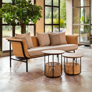 Budron Rattan Armchair, Two Seater, Indoor/ Outdoor Furniture