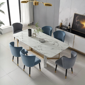 FenX Dining Table, Dining Table, Sintered Stone And Gold
