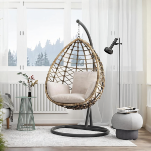 Kye Rattan Garden Hanging Egg Chair with Stand, Indoor/ Outdoor Furniture