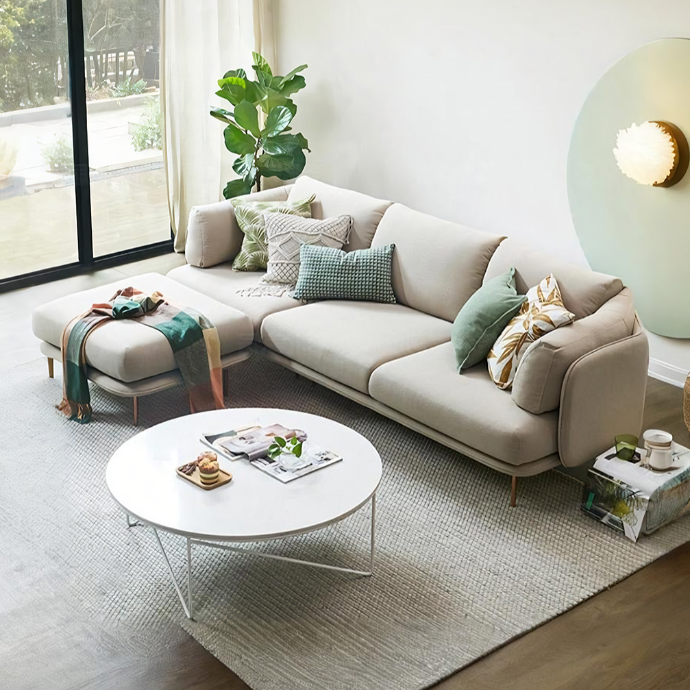 U182 Two Seater, Three Seater, Four Seater Corner Sofa, Off-White Cotton Linen