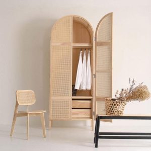 Melisa Rattan Wardrobe, Oak, Solid Wood