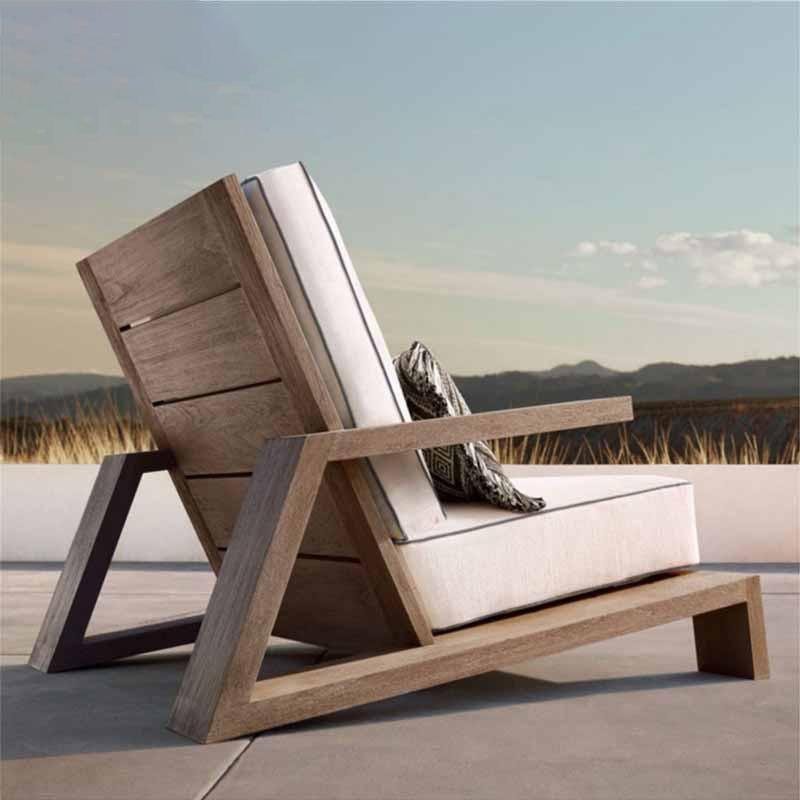 Chandler Oak Lounge Chair And Ottoman, Outdoor Armchair - Image 4