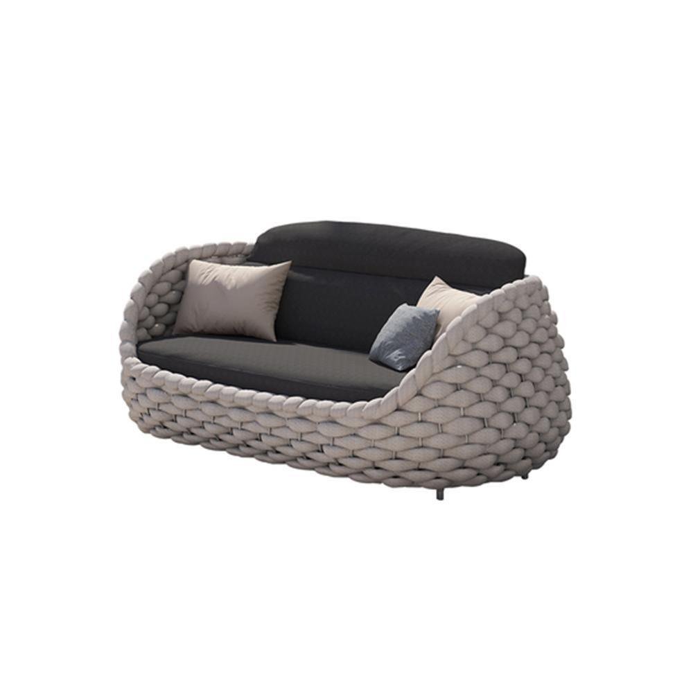 Marbella Textilene Rope Woven Outdoor Sofa Set, Grey - Image 6