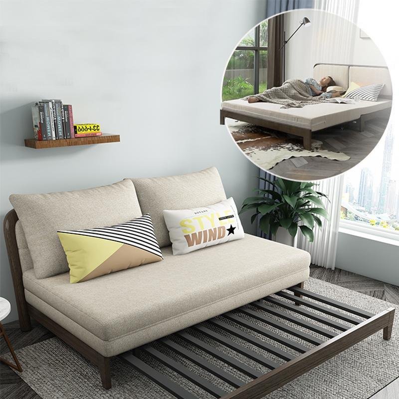 SB132 Two Seater Sofa Bed, Wood - Image 4