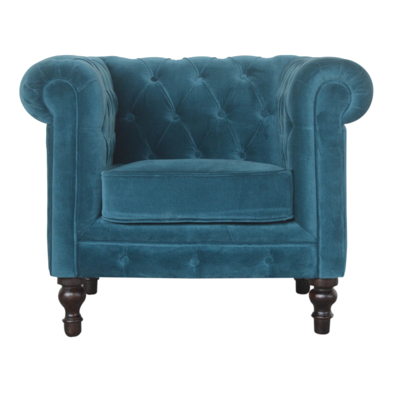 Teal Velvet Chesterfield Armchair - Image 8