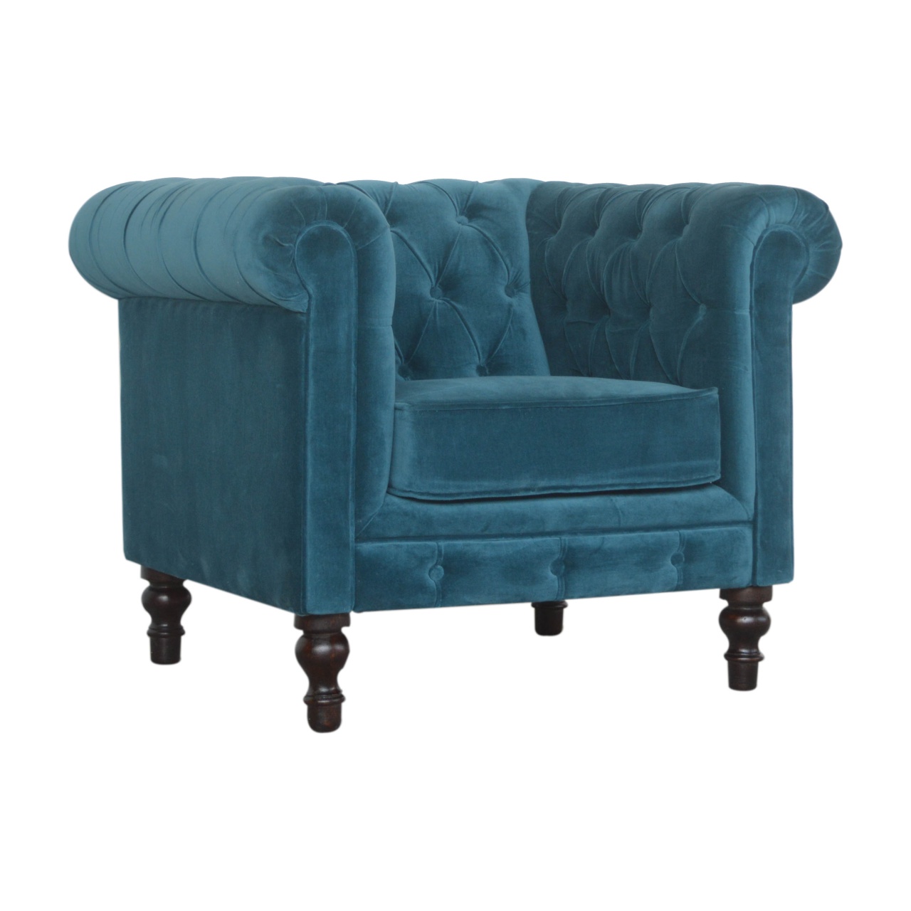 Teal Velvet Chesterfield Armchair - Image 7