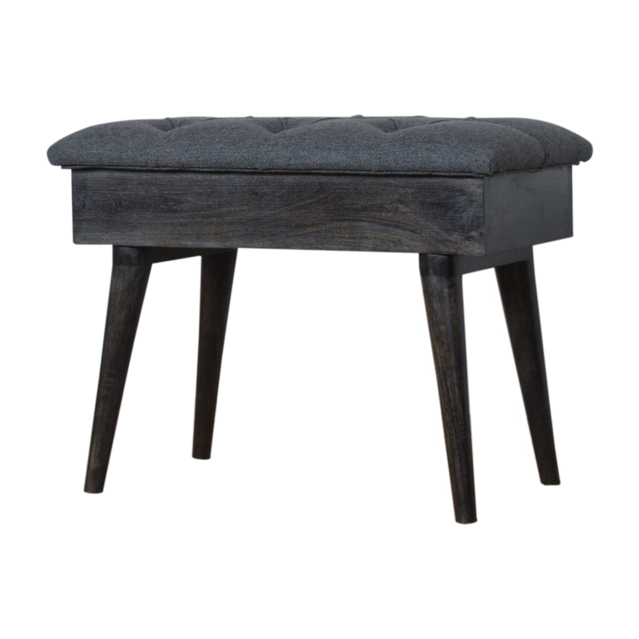 Black Tweed Storage Bench - Image 9