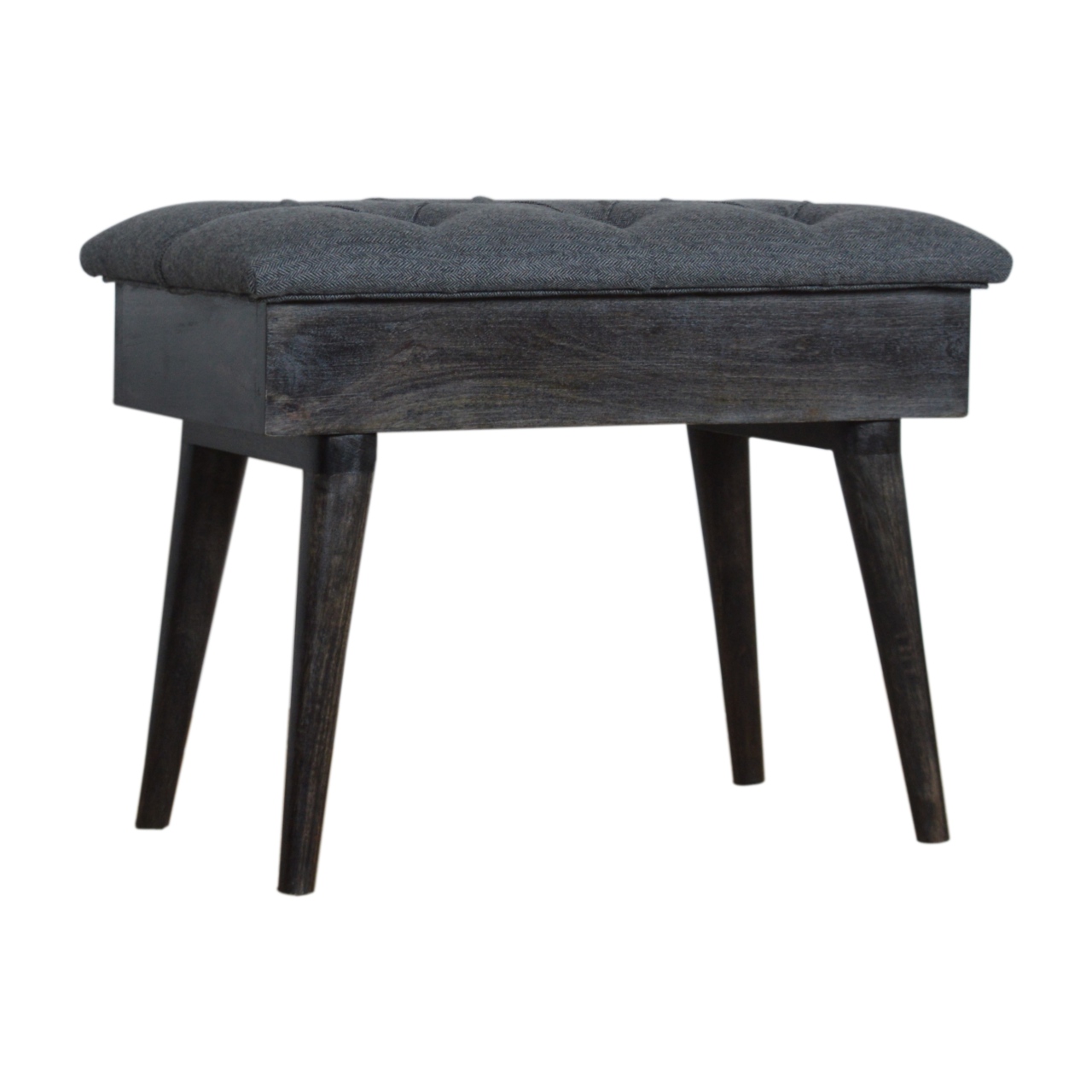 Black Tweed Storage Bench - Image 3