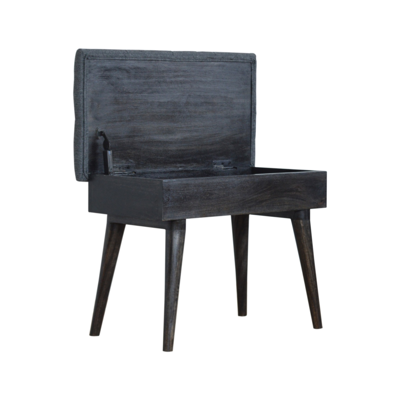 Black Tweed Storage Bench - Image 5
