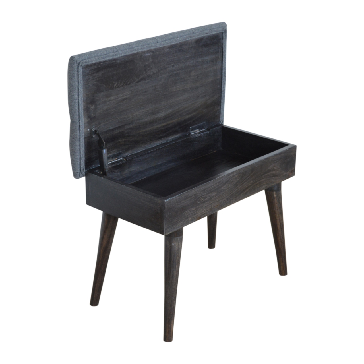 Black Tweed Storage Bench - Image 6