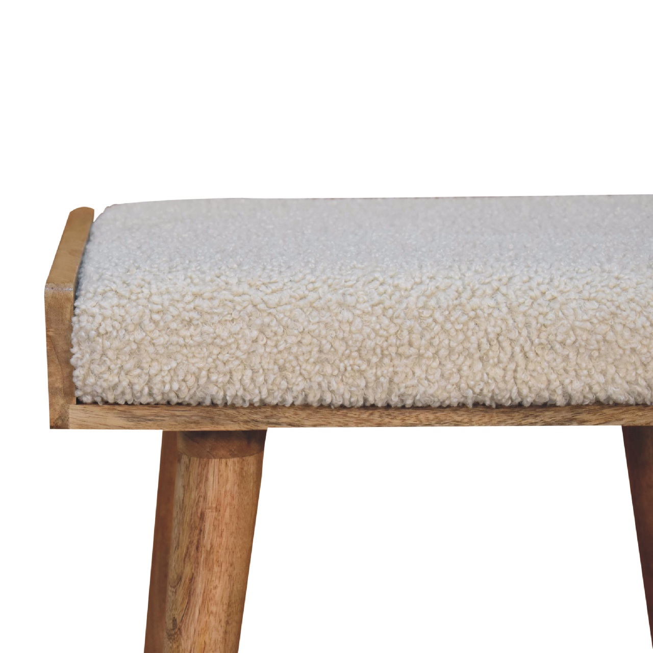 Boucle Cream Tray Style Footstool - Image 4