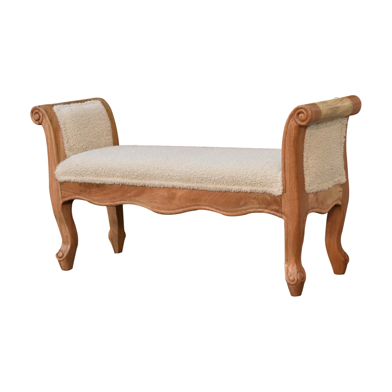 Cream Boucle French Style Bench - Image 2