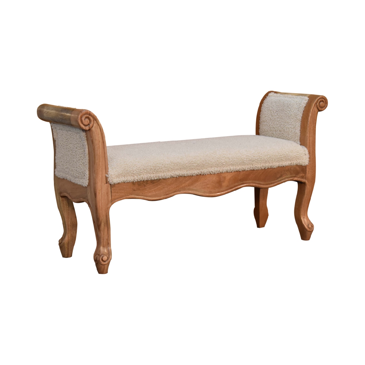 Cream Boucle French Style Bench - Image 3