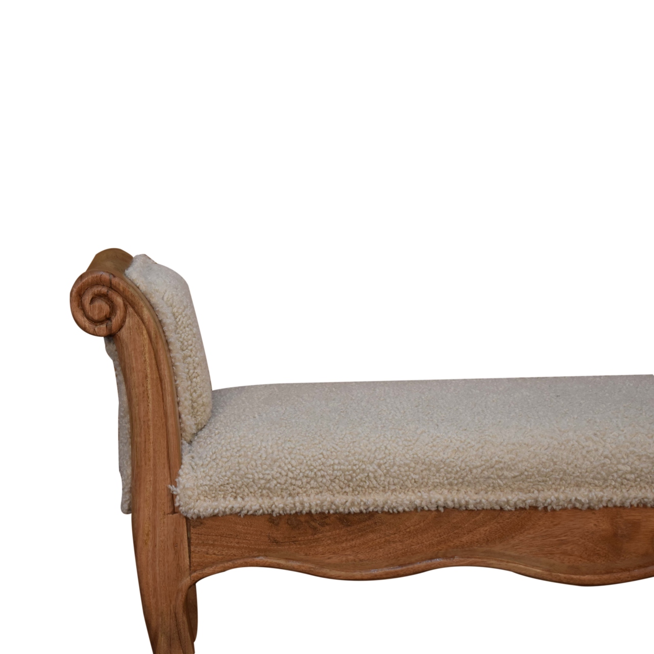 Cream Boucle French Style Bench - Image 4