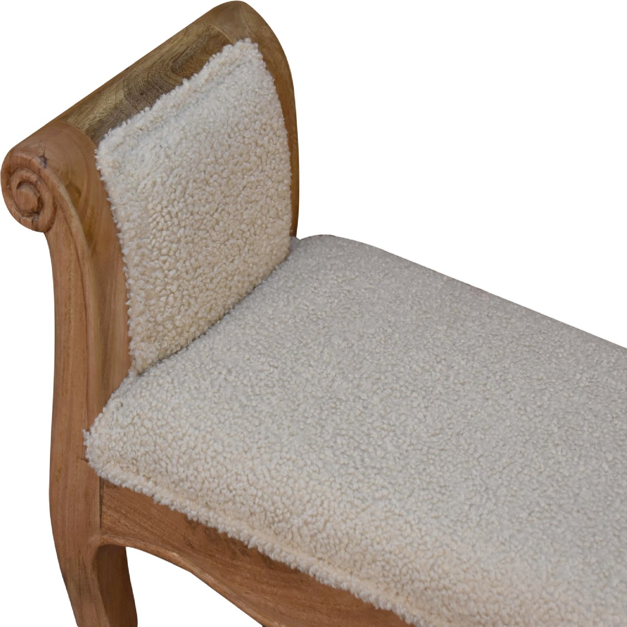 Cream Boucle French Style Bench - Image 5
