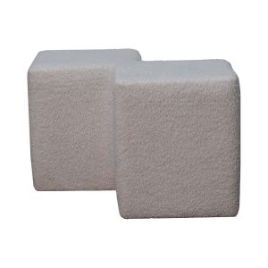 White Boucle Twin Footstool