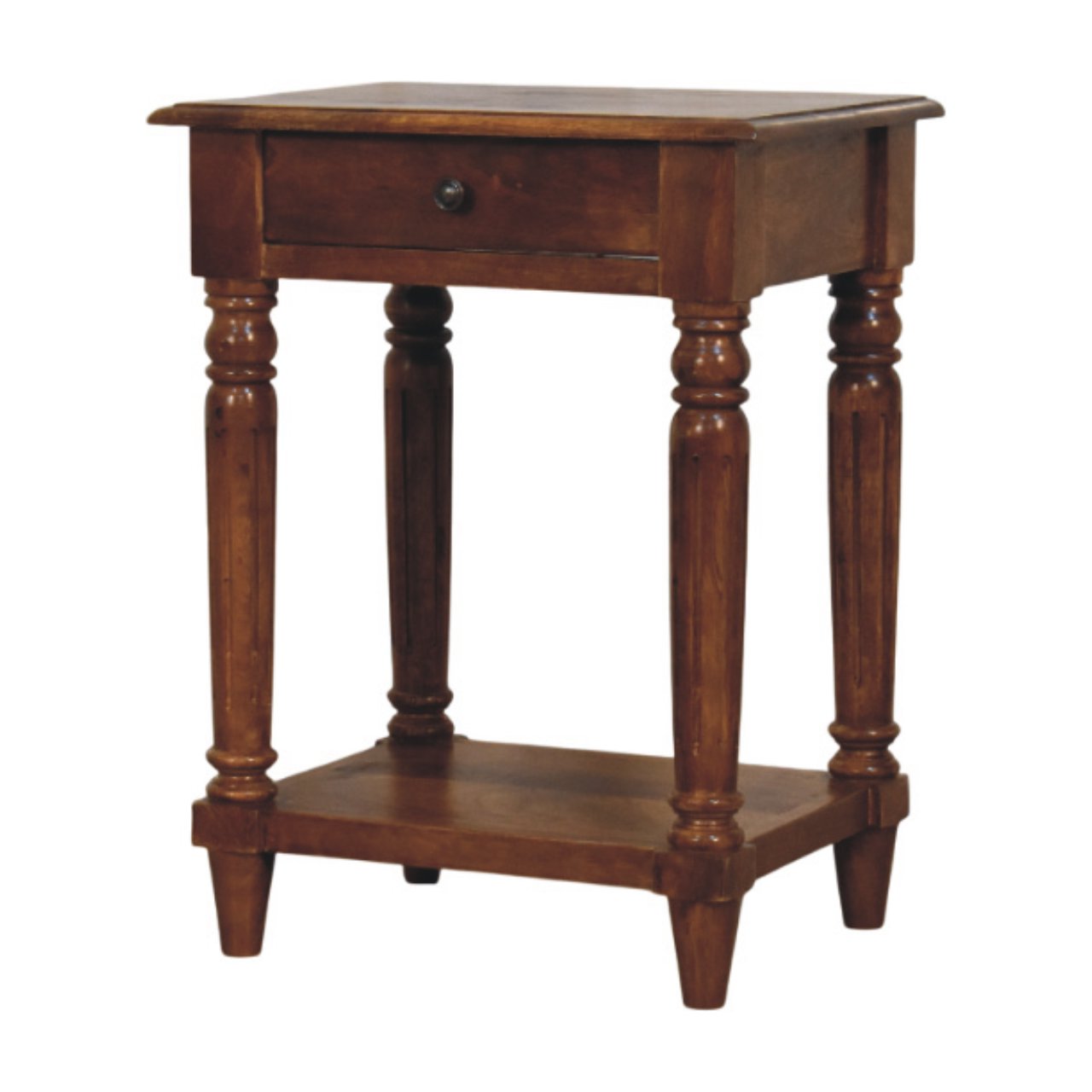 Turned Legs Chestnut 1 Drawer Side Table - Image 2