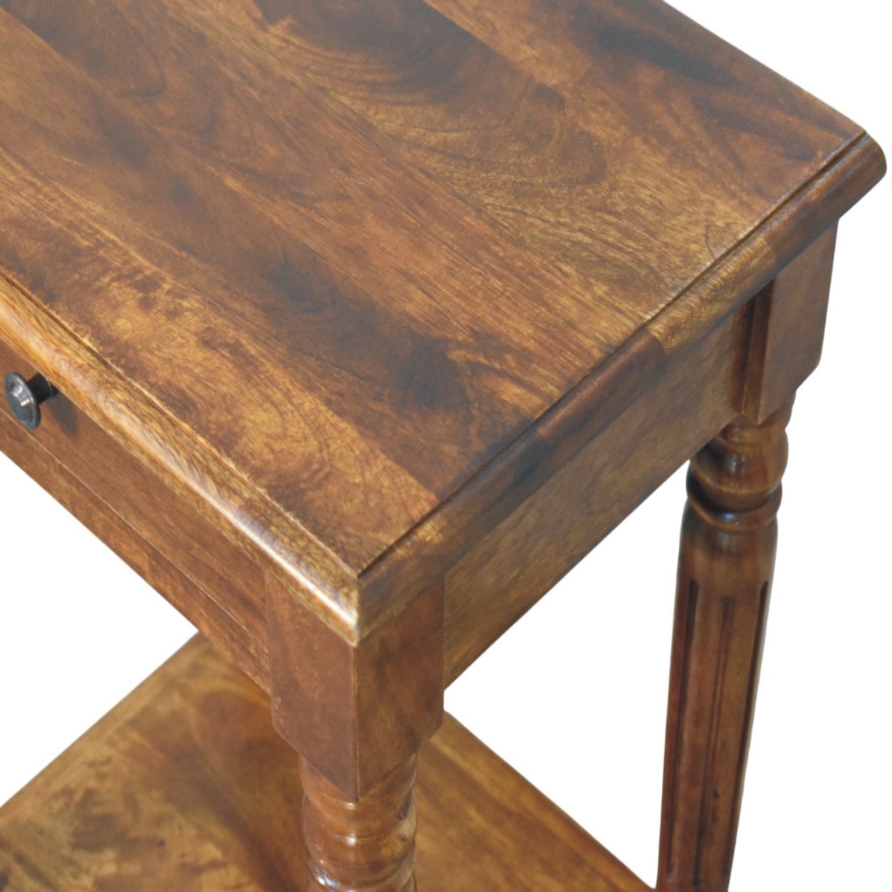 Turned Legs Chestnut 1 Drawer Side Table - Image 4