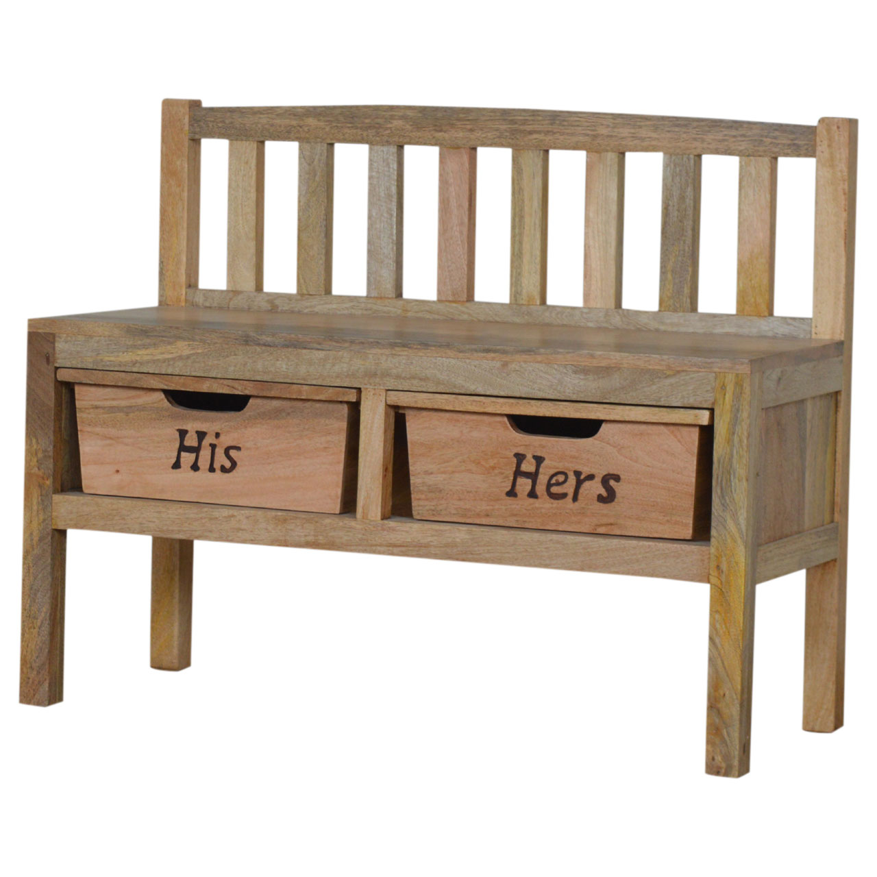 His & Hers Carved Storage Bench - Image 3