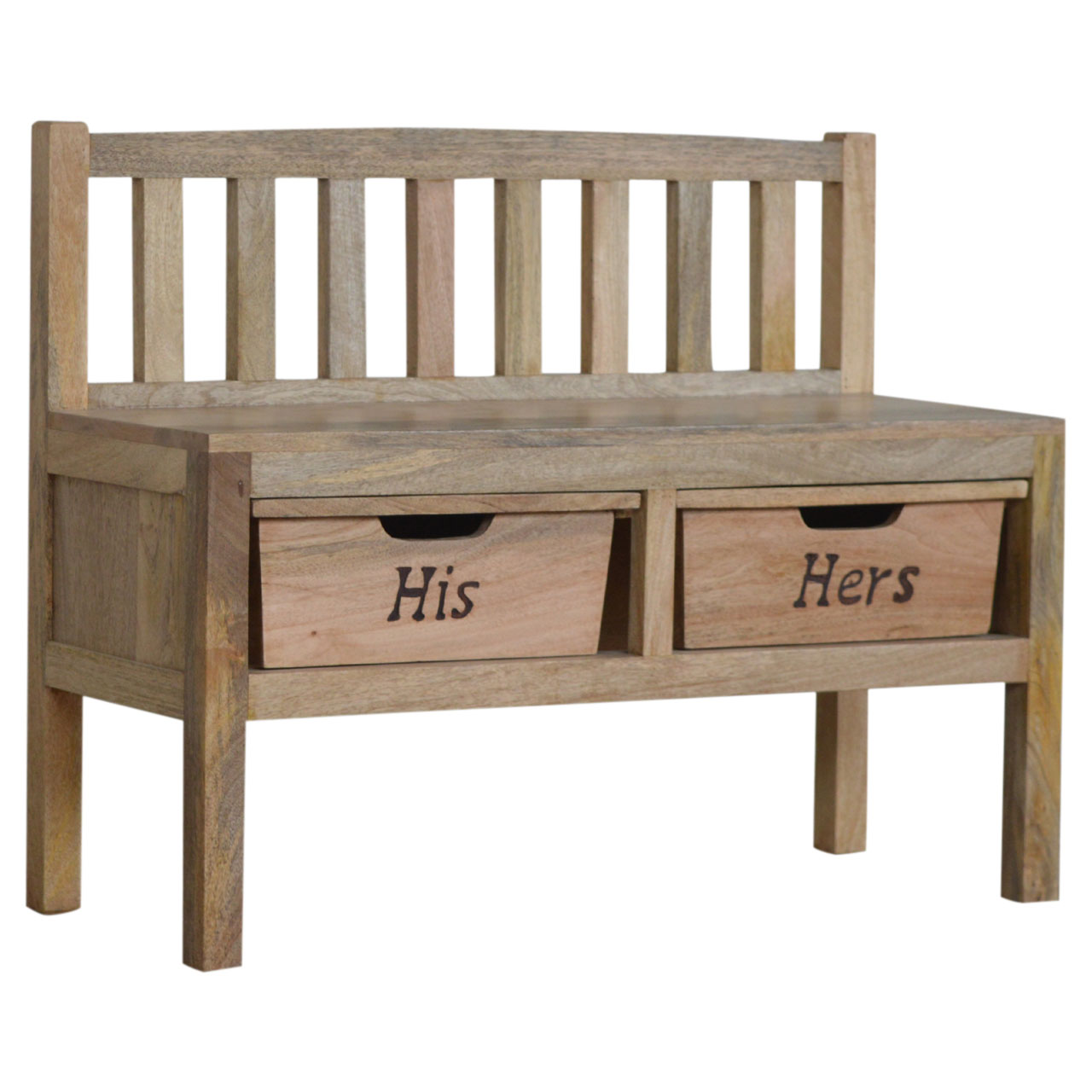 His & Hers Carved Storage Bench - Image 2