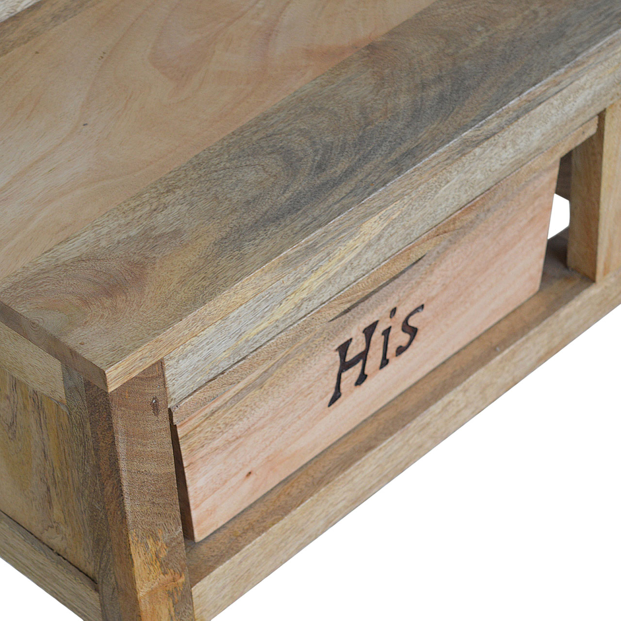 His & Hers Carved Storage Bench - Image 5