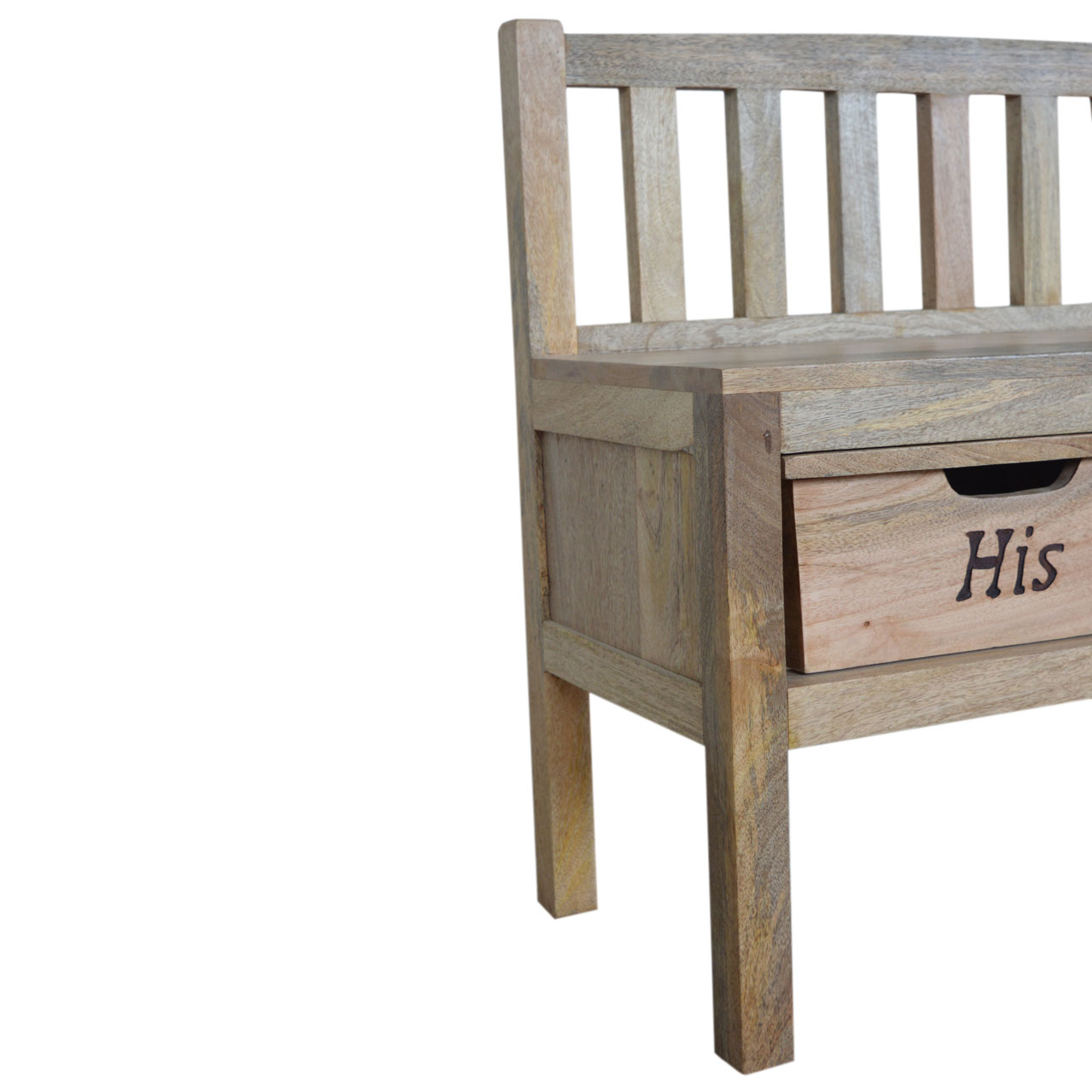 His & Hers Carved Storage Bench - Image 6